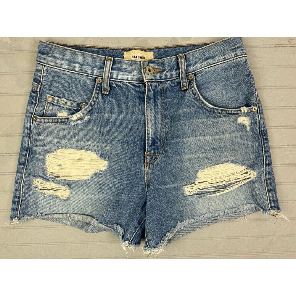 Baldwin Size 27 Womens Shorts Denim Jean Cut Off High Rise Distress Cotton